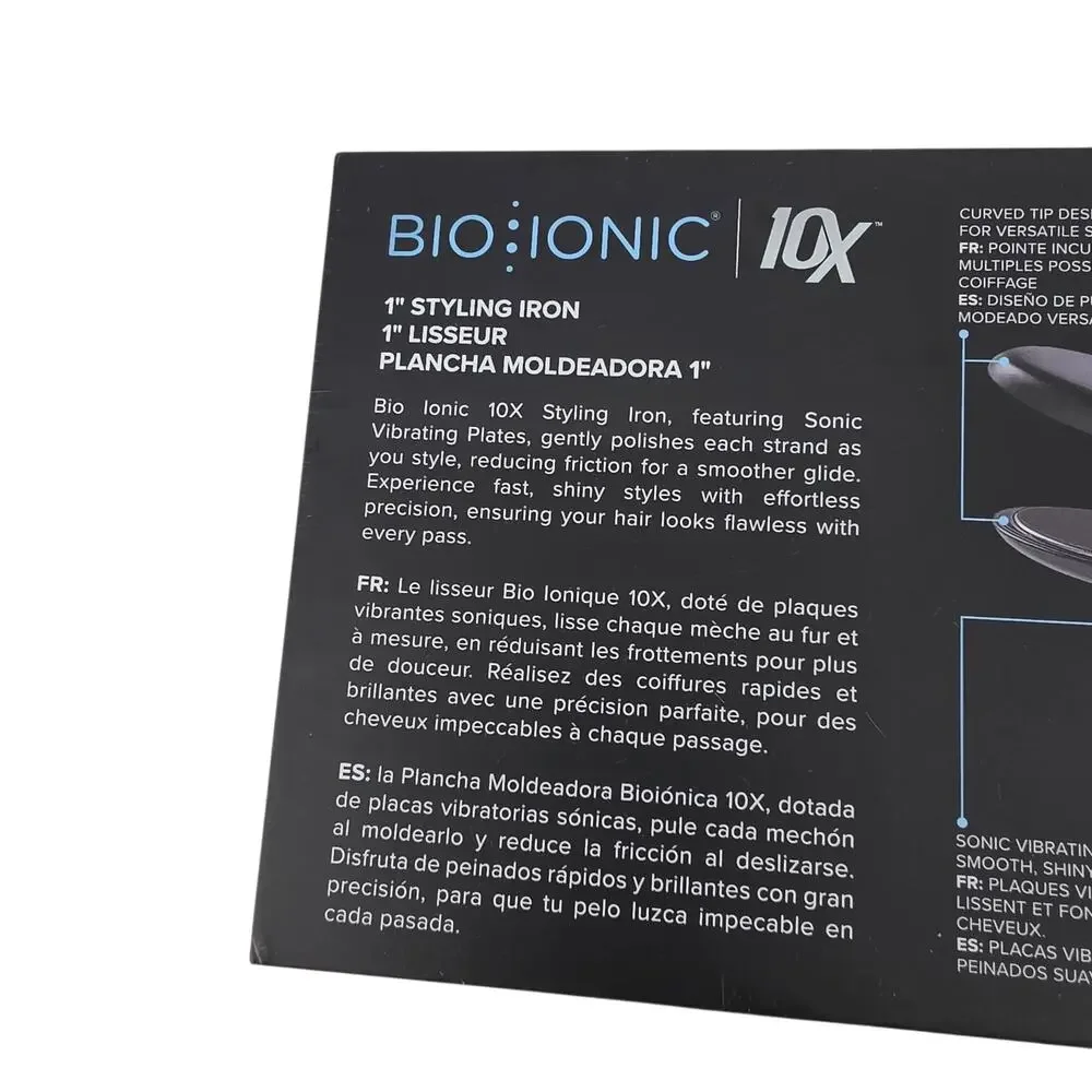 Bio Ionic 10X 1” Ceramic Pro Hair Styling Iron Hair W/ Graphene MX Round Brush